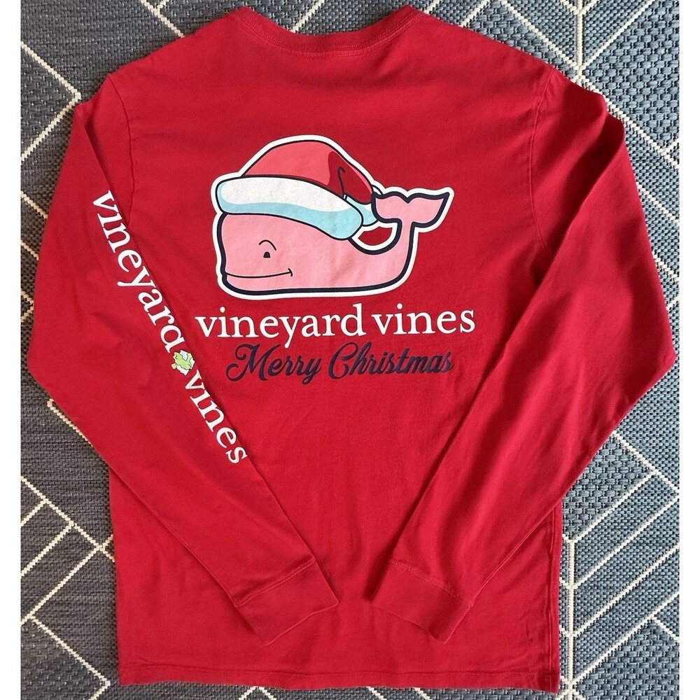 Vineyard Vines Red Santa Whale Pocket Tee S Christmas Festive Americana Après